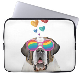 Housse Pour Ordinateur Portable Saint Bernard Chien avec Coeurs Saint-Bernard Sain