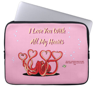 Housse Pour Ordinateur Portable Saint Valentin Coeurs de pieuvres