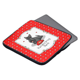 Housse Pour Ordinateur Portable Saint-Valentin (rouge) Chien écossais (noir) migno