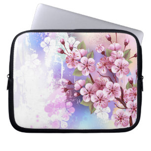 Housse Pour Ordinateur Portable Sakura rose sur la peinture Arrière - plan