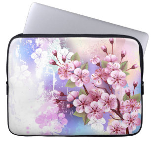 Housse Pour Ordinateur Portable Sakura rose sur la peinture Arrière - plan