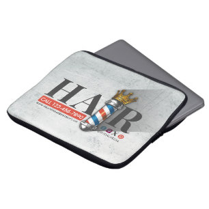 Housse Pour Ordinateur Portable Salon de coiffure Barber Hair Shop King Crown Barb