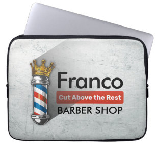 Housse Pour Ordinateur Portable Salon de coiffure Barber Hair Shop King Crown Mât