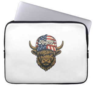 Housse Pour Ordinateur Portable Salut Vache Highland Patriotique Design Western Vi