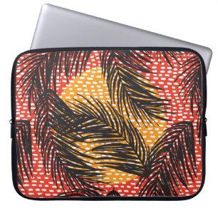 Housse Pour Ordinateur Portable Sans couture avec feuilles de palmiers noirs et co