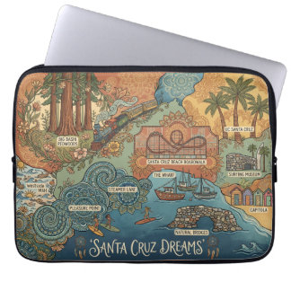 Housse Pour Ordinateur Portable Santa Cruz California Dreams Map – Côte vibrante
