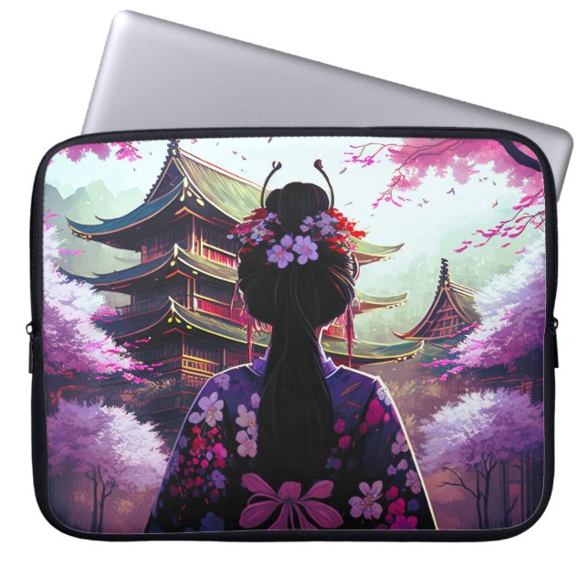 Housse Pour Ordinateur Portable Sari Fleurs de cerisiers (Devant)