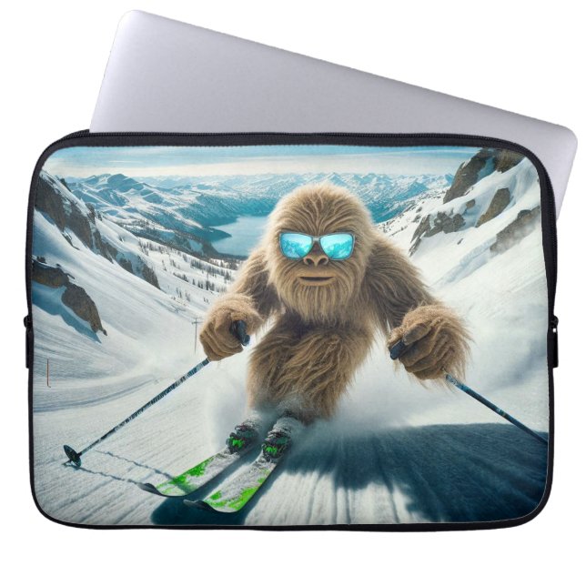 Housse Pour Ordinateur Portable Sasquatch le skieur (Devant)