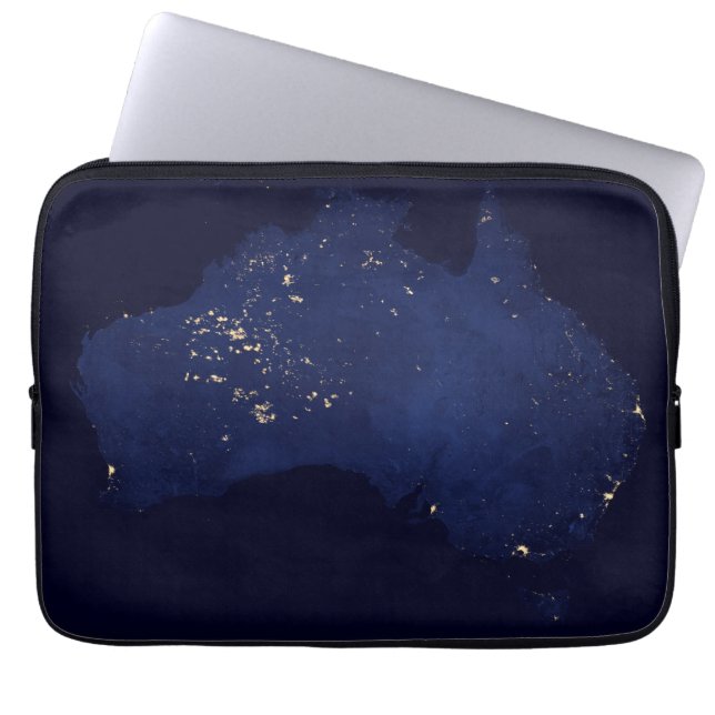 Housse Pour Ordinateur Portable Satellite Les Lumières Nocturnes De L'Australie. (Devant)