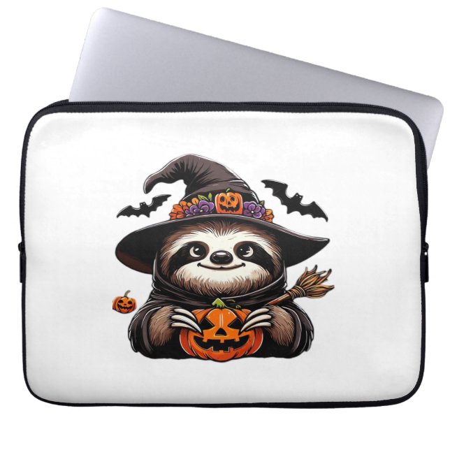 Housse Pour Ordinateur Portable Scary Halloween Sloth Witch Costume Casquette Mer  (Devant)