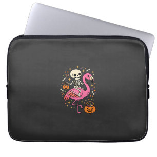Housse Pour Ordinateur Portable Seau de bonbons squelette de flamant rose Hallowee