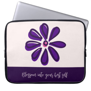 Housse Pour Ordinateur Portable S'épanouir Dans Votre Meilleur Soi. Violet et blan