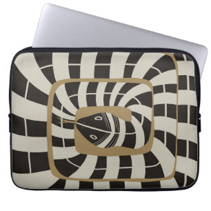 Housse Pour Ordinateur Portable Serpent Abstrait rayé amusant dans les tons neutre