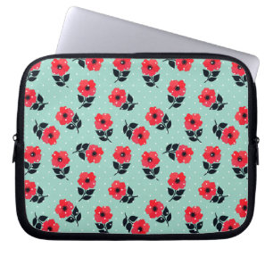 Housse Pour Ordinateur Portable Shabby Chic Red Flowers Motif