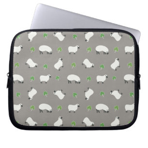 Housse Pour Ordinateur Portable Shamrock irlandais et Motif des moutons