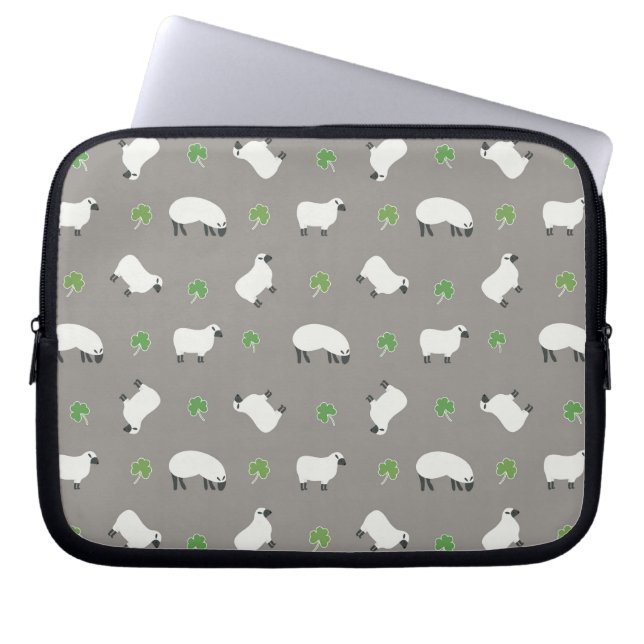 Housse Pour Ordinateur Portable Shamrock irlandais et Motif des moutons (Devant)