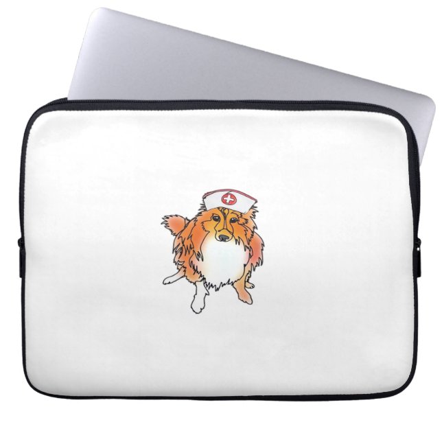 Housse Pour Ordinateur Portable Sheltie Chien en infirmière Casquette - animalsinh (Devant)