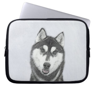 Housse Pour Ordinateur Portable Sibérie Husky (noir et blanc) Peinture Chien Art