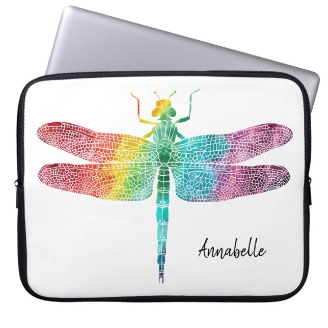 Housse Pour Ordinateur Portable Silhouette magnifique de libellule d'aquarelle (Devant)