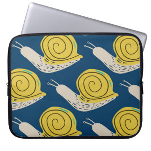 Housse Pour Ordinateur Portable Silhouettes d'escargots : jaune, motif rose.