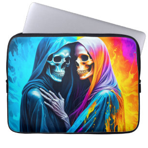 Housse Pour Ordinateur Portable Skeletons enveloppés dans un arc-en-ciel