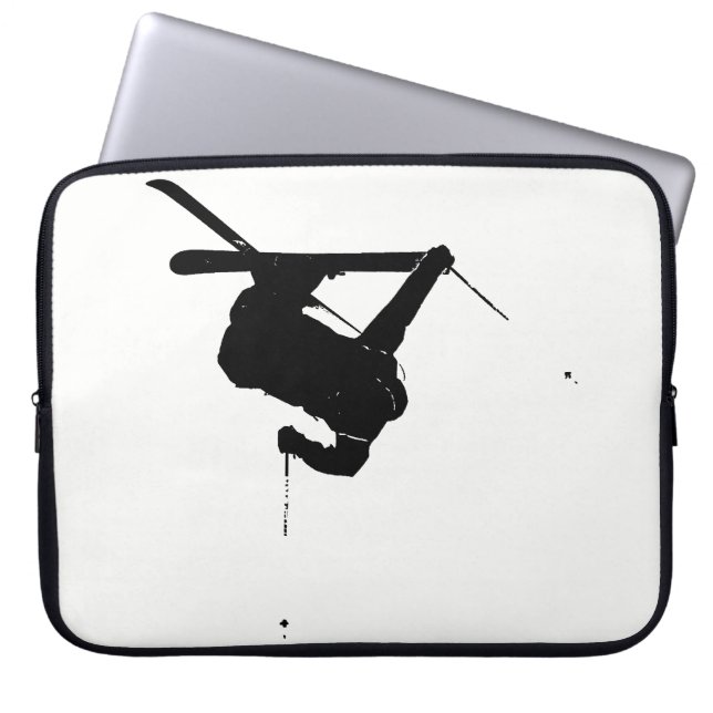 Housse Pour Ordinateur Portable Skieur noir et blanc (Devant)