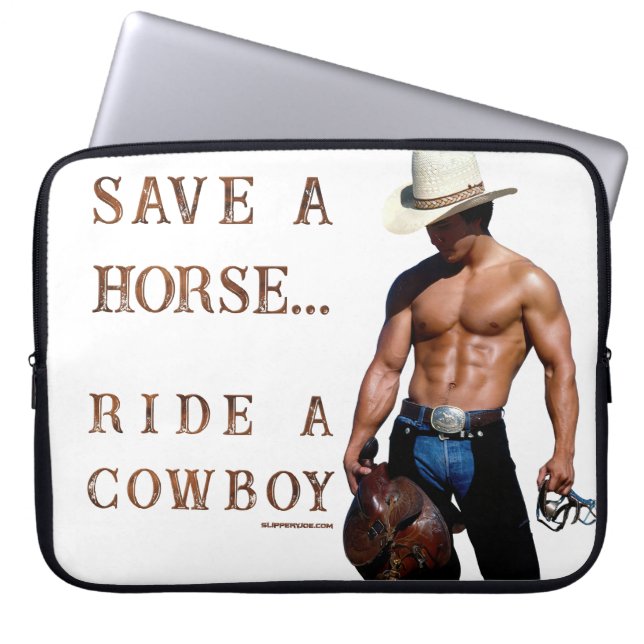Housse Pour Ordinateur Portable SlipperyJoe's save horse ride paille cowboy casque (Devant)