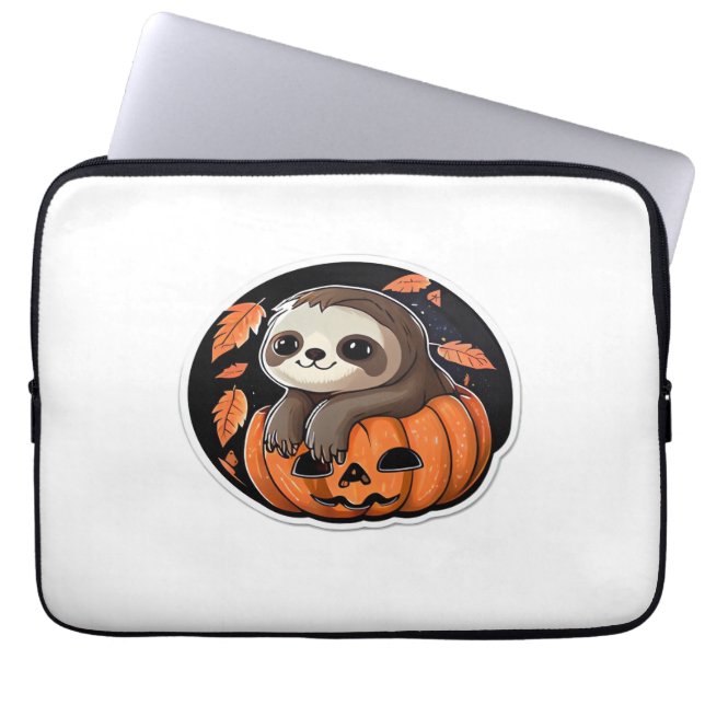 Housse Pour Ordinateur Portable Sloth citrouille Halloween autocollant Surdimensio (Devant)