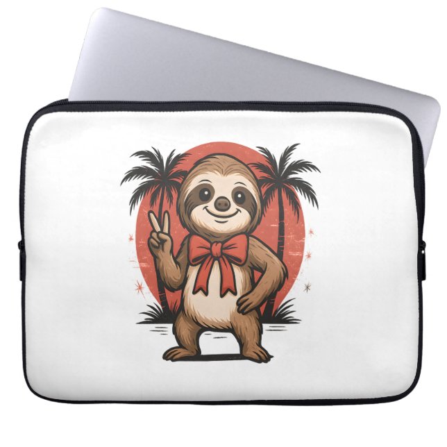 Housse Pour Ordinateur Portable Sloth Summer Beach Rocking (Devant)