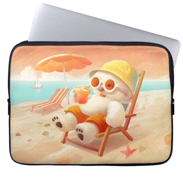 Housse Pour Ordinateur Portable Smile Dog - Mode Plage Activé (Devant)