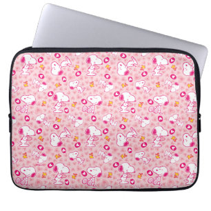 Housse Pour Ordinateur Portable Snoopy & Woodstock Motif Coeurs roses