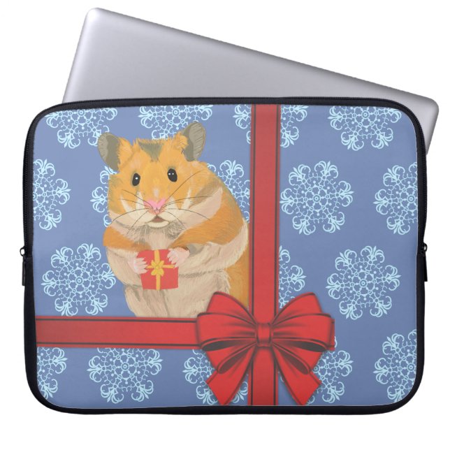 Housse Pour Ordinateur Portable Snowflakes Christmas Hamster (Devant)