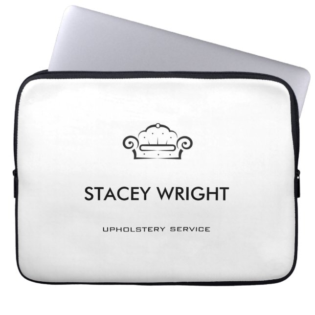 Housse Pour Ordinateur Portable Sofa noir silhouette tissu blanc (Devant)