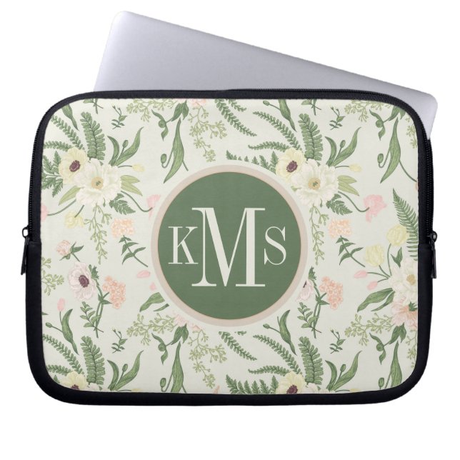 Housse Pour Ordinateur Portable Soft Mint Green Garden Motif (Devant)
