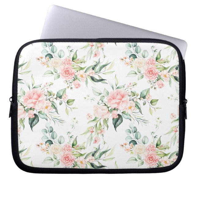 Housse Pour Ordinateur Portable Soft Pastel Rose Rose Flower Motif (Devant)
