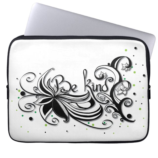 Housse Pour Ordinateur Portable SOIS GENTIL ! Citation calligraphie inspirante (Devant)