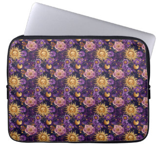Housse Pour Ordinateur Portable Soleil céleste violet et étoile