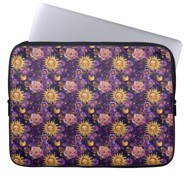 Housse Pour Ordinateur Portable Soleil céleste violet et étoile (Devant)
