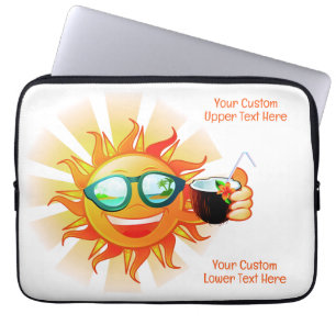 Housse Pour Ordinateur Portable Soleil Tropical Texte Personnalisé