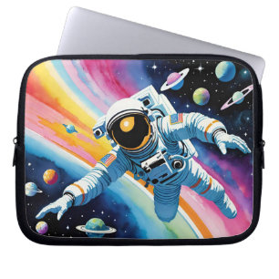 Housse Pour Ordinateur Portable Spaceman lumineux et coloré dans l'espace