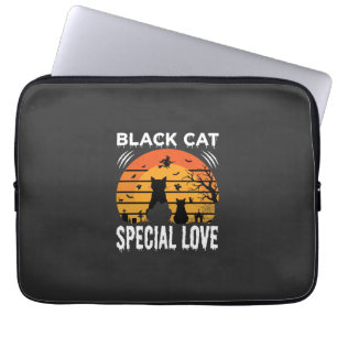 Housse Pour Ordinateur Portable Spécial Chat Noir Halloween Amour Design Gothique