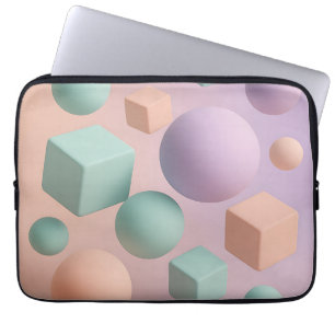 Housse Pour Ordinateur Portable Sphères Géométriques Pastel Cubes
