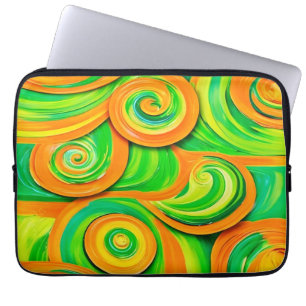 Housse Pour Ordinateur Portable Spirale verte et orange