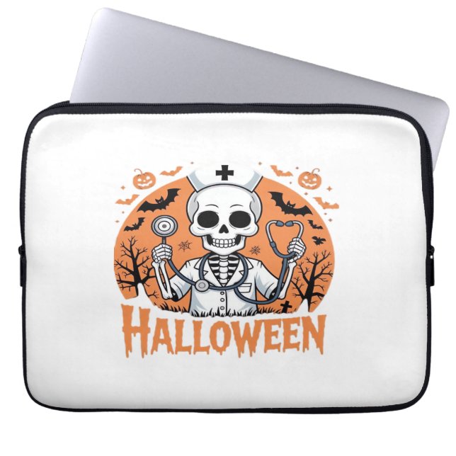 Housse Pour Ordinateur Portable Squelette de l'infirmière d'Halloween Essential T- (Devant)