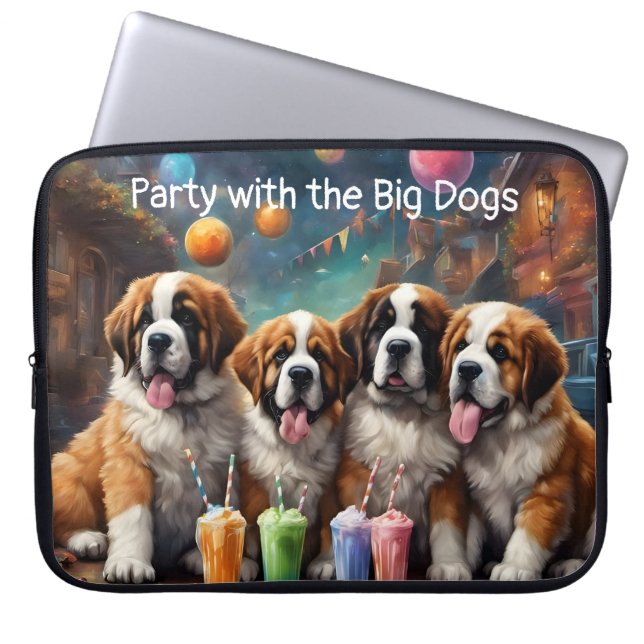 Housse Pour Ordinateur Portable St Bernard Puppies et Milkshakes (Devant)