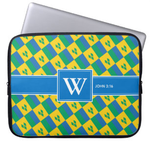 Housse Pour Ordinateur Portable ST VINCENT GRENADINES Écriture chrétienne Monogram