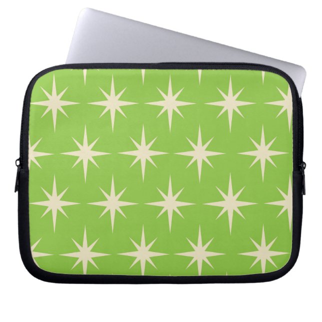 Housse Pour Ordinateur Portable Starburst rétro sur Lime Green Motif (Devant)