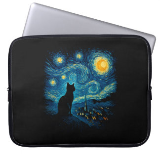 Housse Pour Ordinateur Portable Starry Night Cat Silhouette Laptop Sleeve