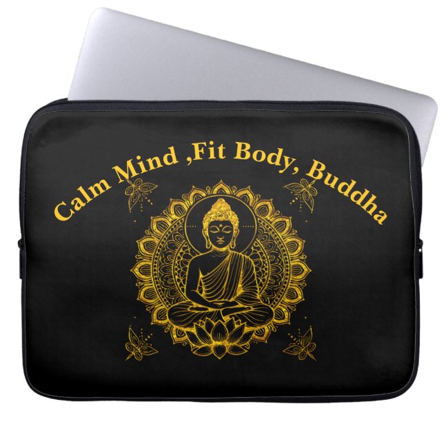 Housse Pour Ordinateur Portable Statue de Bouddha avec lotus  (Devant)