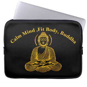 Housse Pour Ordinateur Portable Statue de Bouddha doré en méditation